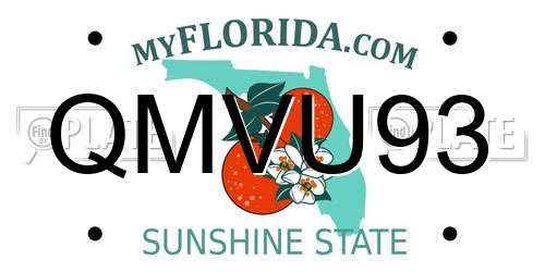 QMVU93 Florida License Plate