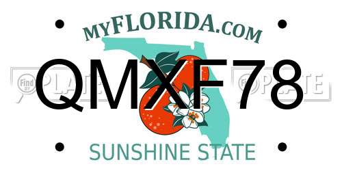 QMXF78 Florida License Plate
