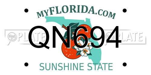 QN694 Florida License Plate