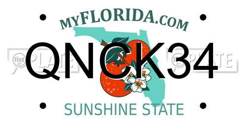 QNCK34 Florida License Plate