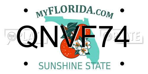 QNVF74 Florida License Plate