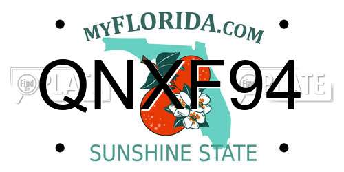 QNXF94 Florida License Plate