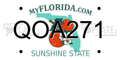 QOA271 Florida License Plate
