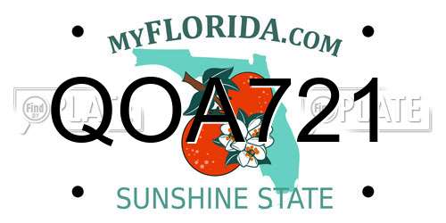 QOA721 Florida License Plate