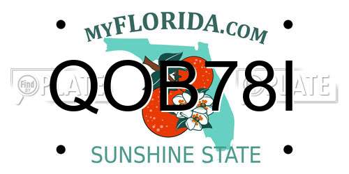 QOB78I Florida License Plate