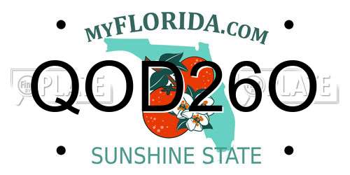 QOD26O Florida License Plate