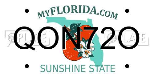 QON72O Florida License Plate