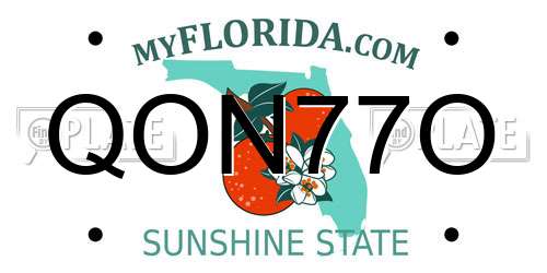 QON77O Florida License Plate