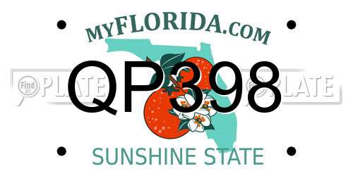 QP398 Florida License Plate