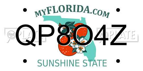 QP8O4Z Florida License Plate