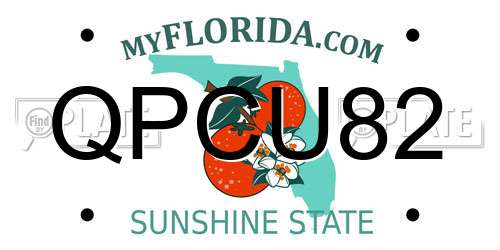 QPCU82 Florida License Plate