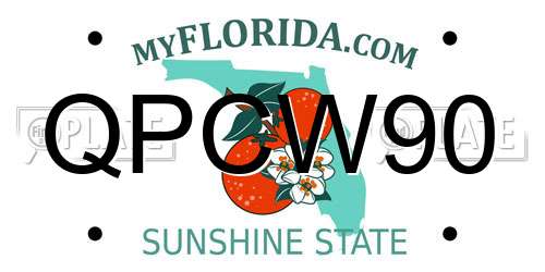 QPCW90 Florida License Plate