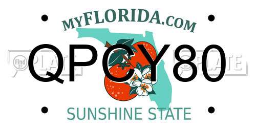 QPCY80 Florida License Plate