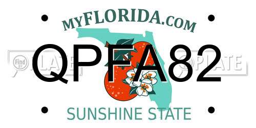 QPFA82 Florida License Plate