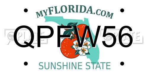 QPFW56 Florida License Plate