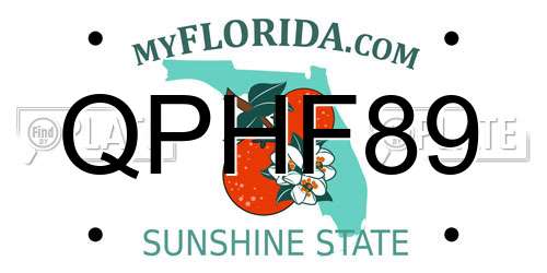QPHF89 Florida License Plate