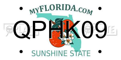 QPHK09 Florida License Plate