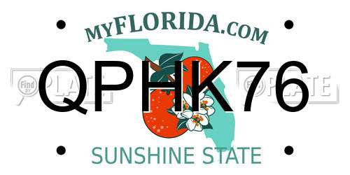 QPHK76 Florida License Plate