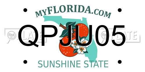 QPJU05 Florida License Plate