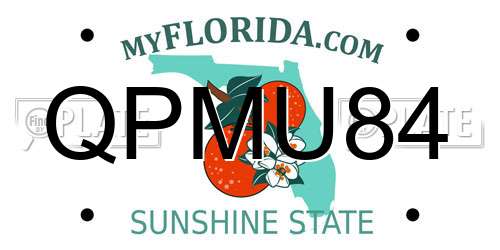 QPMU84 Florida License Plate