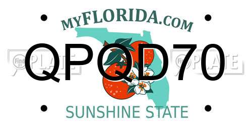 QPQD70 Florida License Plate