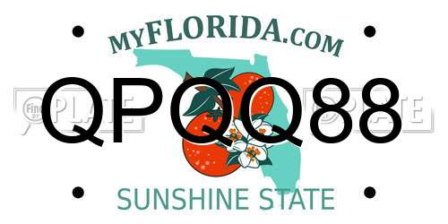 QPQQ88 Florida License Plate