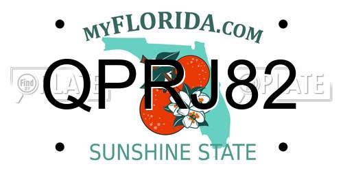 QPRJ82 Florida License Plate