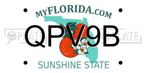 QPV9B Florida License Plate