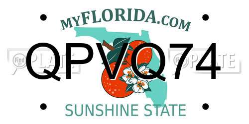 QPVQ74 Florida License Plate