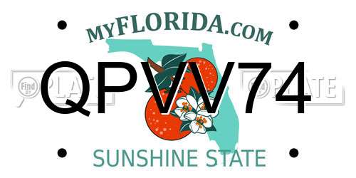 QPVV74 Florida License Plate