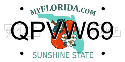 QPVW69 Florida License Plate
