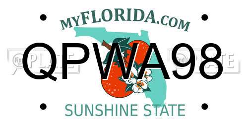 QPWA98 Florida License Plate