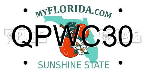 QPWC30 Florida License Plate