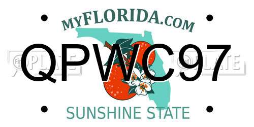 QPWC97 Florida License Plate