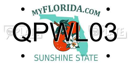 QPWL03 Florida License Plate