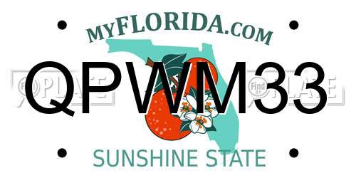 QPWM33 Florida License Plate
