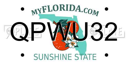 QPWU32 Florida License Plate