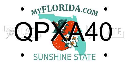 QPXA40 Florida License Plate