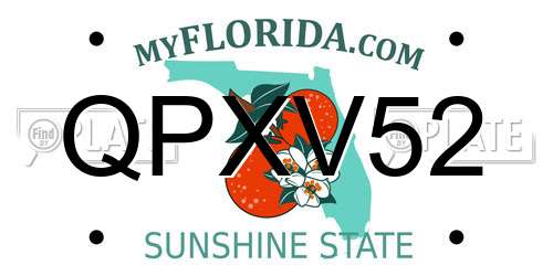 QPXV52 Florida License Plate