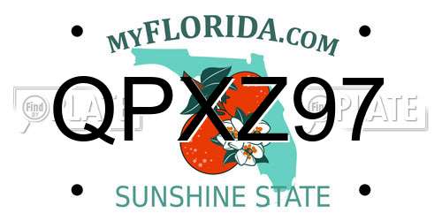 QPXZ97 Florida License Plate