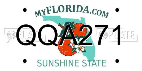QQA271 Florida License Plate