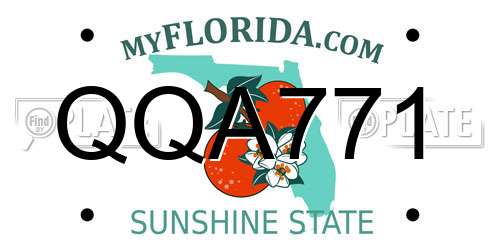 QQA771 Florida License Plate