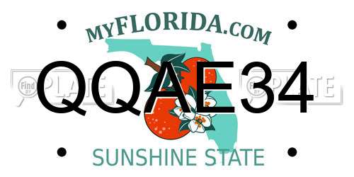 QQAE34 Florida License Plate
