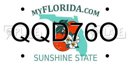 QQD76O Florida License Plate