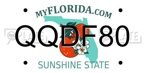 QQDF80 Florida License Plate