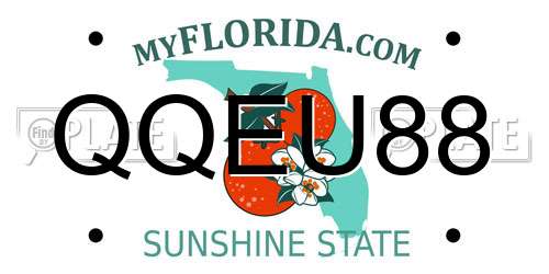 QQEU88 Florida License Plate