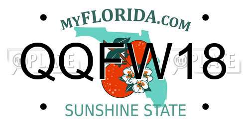 QQFW18 Florida License Plate