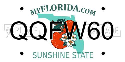QQFW60 Florida License Plate