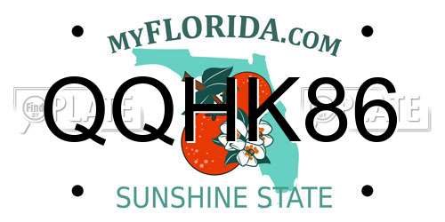 QQHK86 Florida License Plate