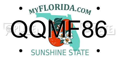QQMF86 Florida License Plate